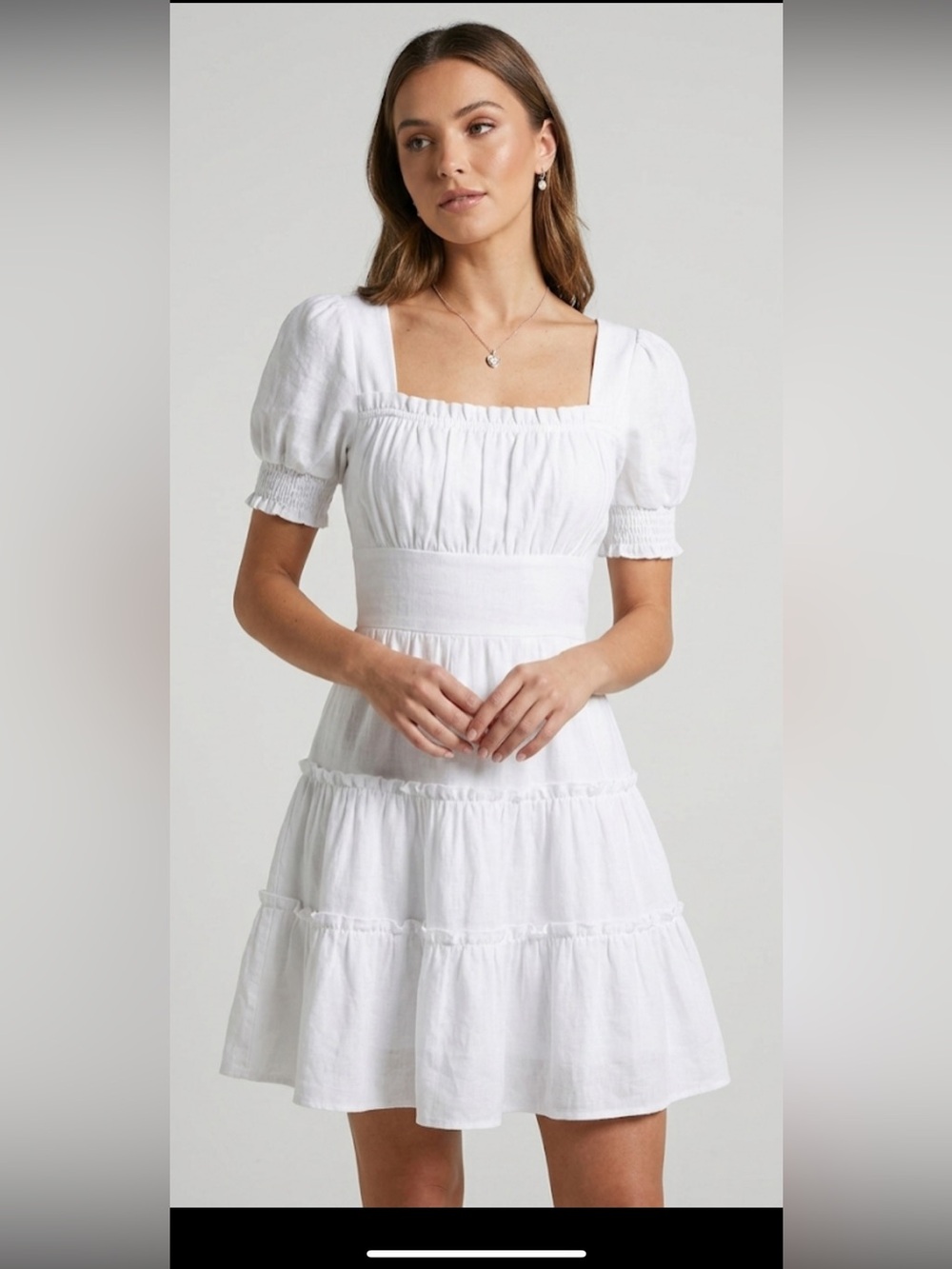 Altar'd State White Square-Neck Tiered Mini Dress NWT
